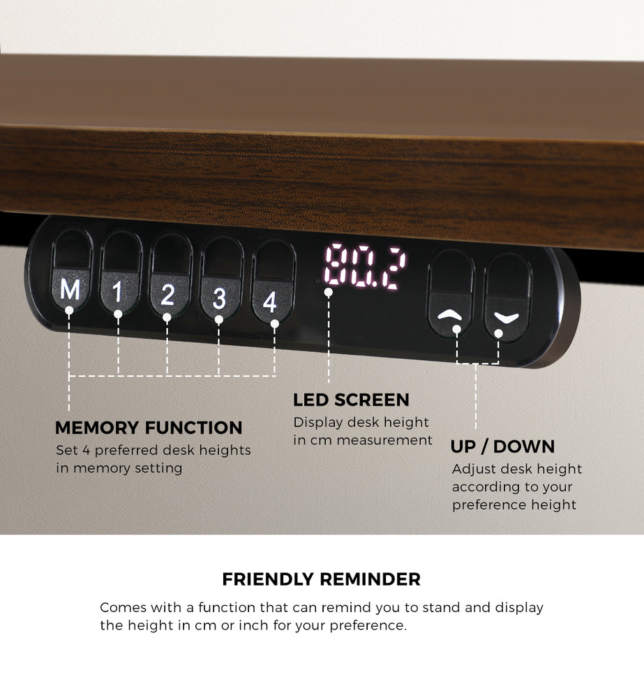 Oikiture Electric Standing Desk Single Motor Black &amp; Walnut 140CM-Standing Desk-PEROZ Accessories