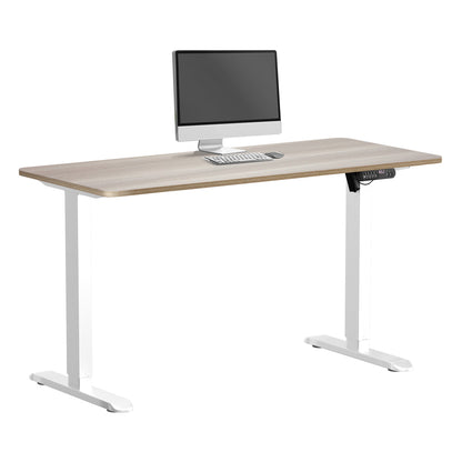 Oikiture Electric Standing Desk Single Motor White &amp; Grey-Oak 140CM-Standing Desk-PEROZ Accessories