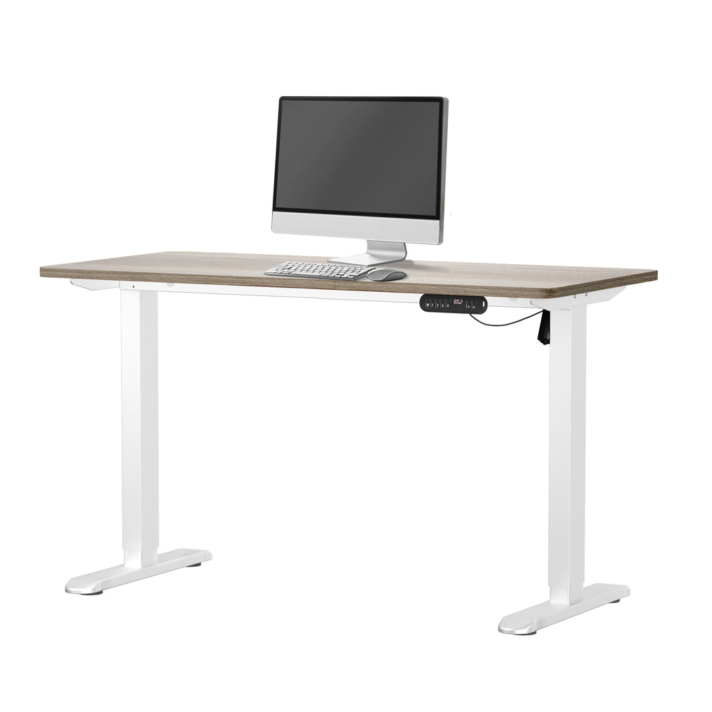 Oikiture Electric Standing Desk Single Motor White &amp; Grey-Oak 140CM-Standing Desk-PEROZ Accessories