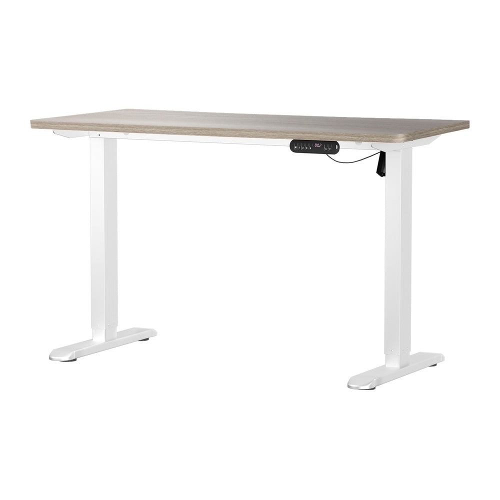 Oikiture Electric Standing Desk Single Motor White &amp; Grey-Oak 140CM-Standing Desk-PEROZ Accessories