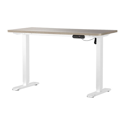 Oikiture Electric Standing Desk Single Motor White &amp; Grey-Oak 140CM-Standing Desk-PEROZ Accessories