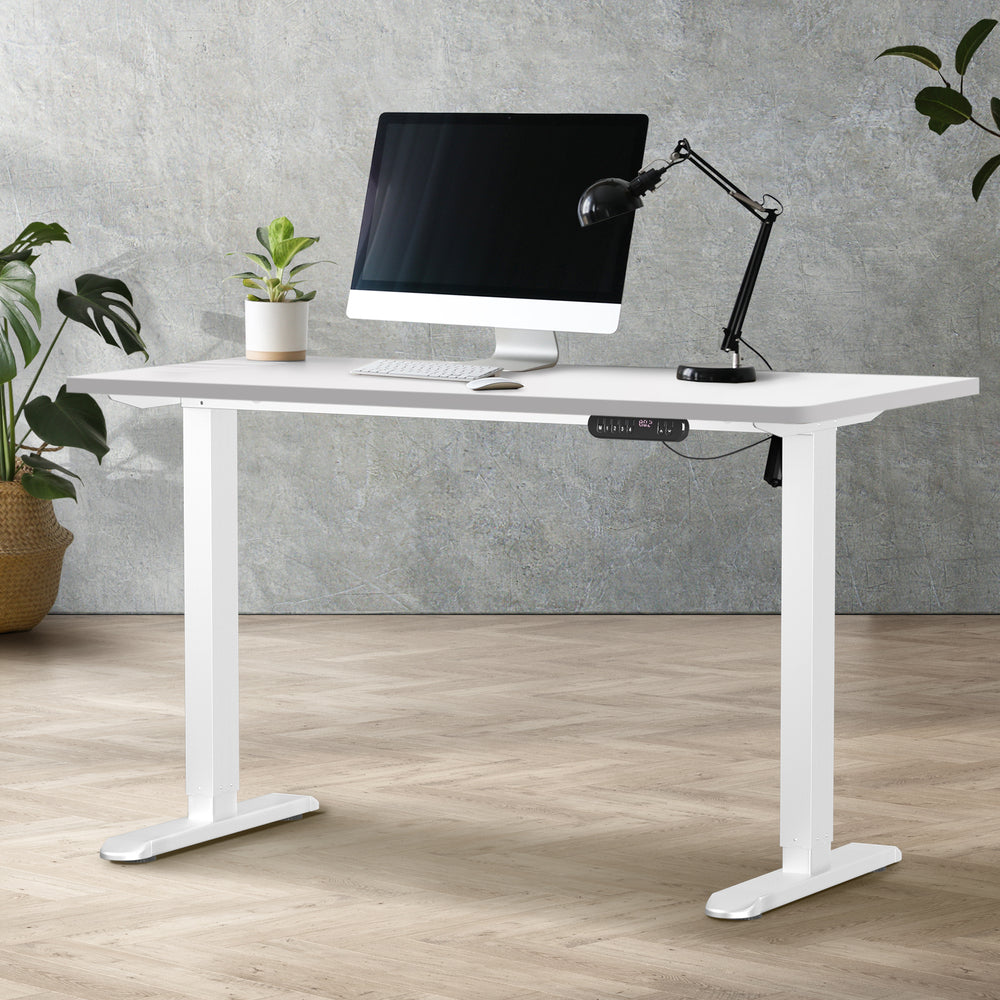 Oikiture Electric Standing Desk Single Motor White 140CM-Standing Desk-PEROZ Accessories