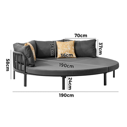 Livsip Outdoor Round Daybed Large Sun Lounge Furniture Lounger Sofa-Sun Bed-PEROZ Accessories