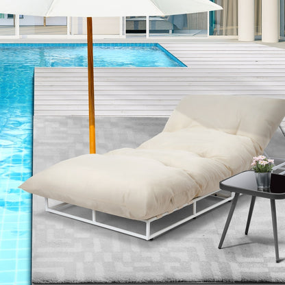 Livsip Outdoor Sun Lounge Day Bed Patio Chair Beige-Sun Beds-PEROZ Accessories
