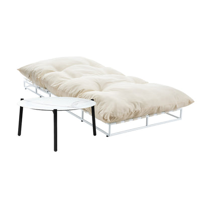 Livsip Outdoor Sun Lounger with Table Outdoor Patio Set Beige-Sun Bed-PEROZ Accessories