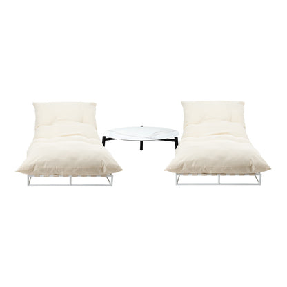 Livsip 2PCS Sun Lounger with Table Outdoor Patio Set Beige-Sun Bed-PEROZ Accessories