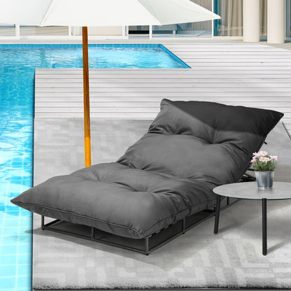 Livsip Outdoor Sun Lounger with Table Patio Set Grey-Sun Bed-PEROZ Accessories