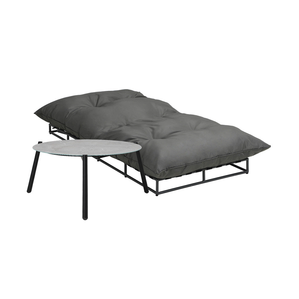 Livsip Outdoor Sun Lounger with Table Patio Set Grey-Sun Bed-PEROZ Accessories
