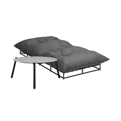 Livsip Outdoor Sun Lounger with Table Patio Set Grey-Sun Bed-PEROZ Accessories