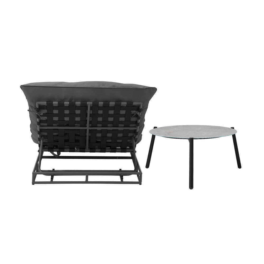 Livsip Outdoor Sun Lounger with Table Patio Set Grey-Sun Bed-PEROZ Accessories