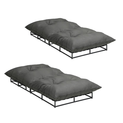 Livsip Sun Lounge with Cushion Outdoor Furniture Sun Bed Day Bed 2pcs-Sun Bed-PEROZ Accessories