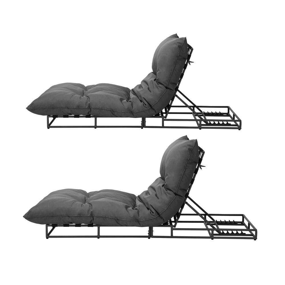 Livsip Sun Lounge with Cushion Outdoor Furniture Sun Bed Day Bed 2pcs-Sun Bed-PEROZ Accessories