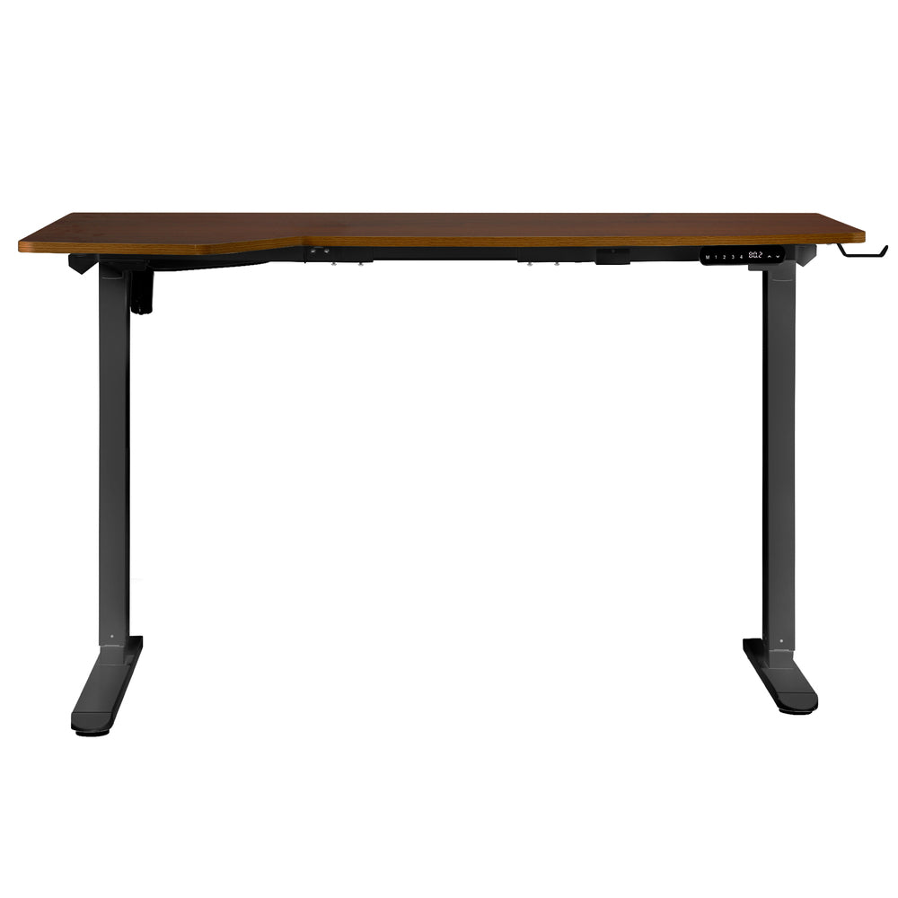 Oikiture L-shape Electric Standing Desk Single Motor 145CM Black &amp; Walnut-Standing Desk-PEROZ Accessories