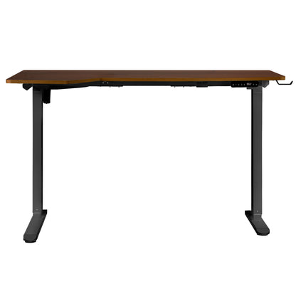 Oikiture L-shape Electric Standing Desk Single Motor 145CM Black &amp; Walnut-Standing Desk-PEROZ Accessories