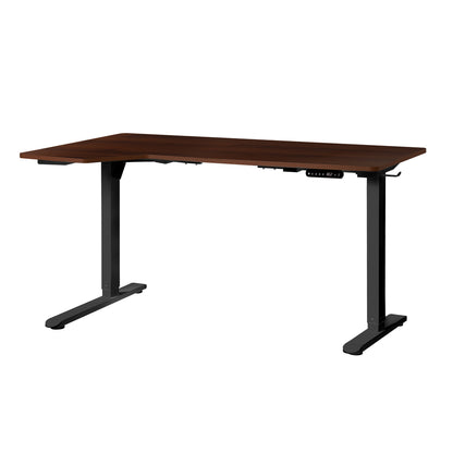 Oikiture L-shape Electric Standing Desk Single Motor 145CM Black &amp; Walnut-Standing Desk-PEROZ Accessories