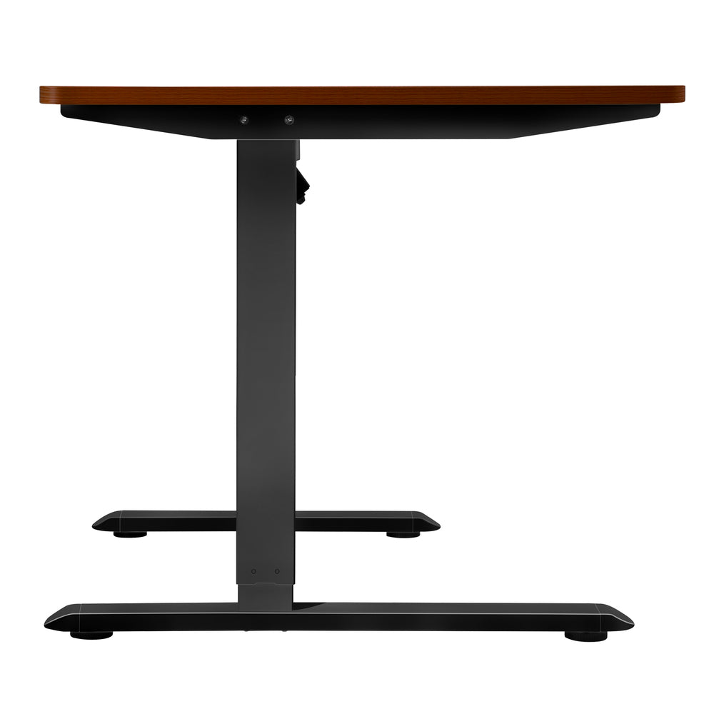 Oikiture L-shape Electric Standing Desk Single Motor 145CM Black &amp; Walnut-Standing Desk-PEROZ Accessories