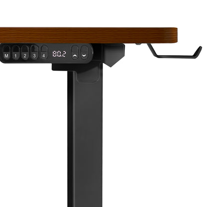 Oikiture L-shape Electric Standing Desk Single Motor 145CM Black &amp; Walnut-Standing Desk-PEROZ Accessories