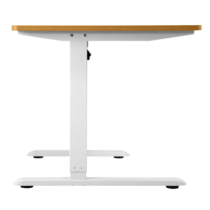 Oikiture L-shape Electric Standing Desk Single Motor 145CM White &amp; Oak-Standing Desk-PEROZ Accessories