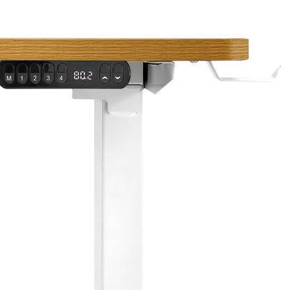 Oikiture L-shape Electric Standing Desk Single Motor 145CM White &amp; Oak-Standing Desk-PEROZ Accessories