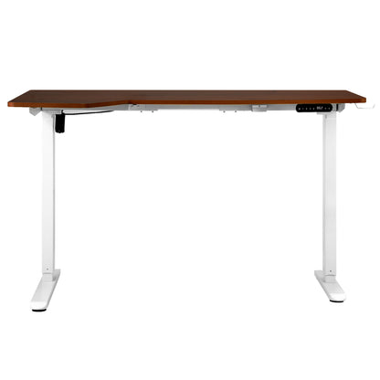 Oikiture L-shape Electric Standing Desk Single Motor 145CM White &amp; Walnut-Standing Desk-PEROZ Accessories