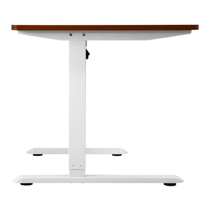 Oikiture L-shape Electric Standing Desk Single Motor 145CM White &amp; Walnut-Standing Desk-PEROZ Accessories