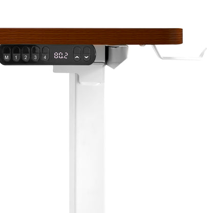 Oikiture L-shape Electric Standing Desk Single Motor 145CM White &amp; Walnut-Standing Desk-PEROZ Accessories