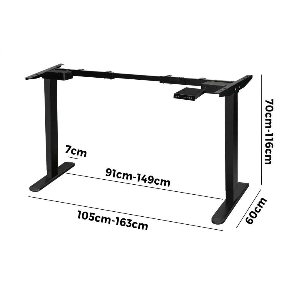 Oikiture Standing Desk Frame Only Height Adjustable Motorised Sit Stand Table-Office Desks-PEROZ Accessories