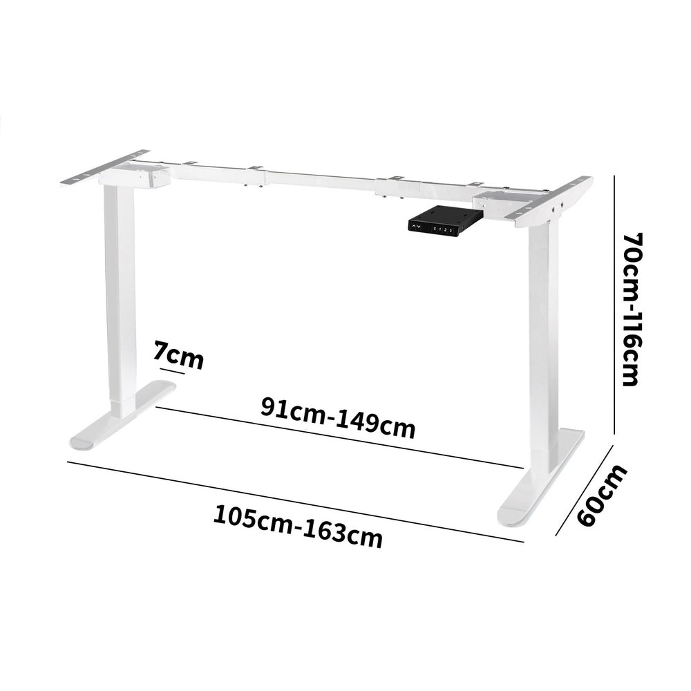 Oikiture Standing Desk Height Adjustbale Sit Stand Desk with Single Motorised Electric Fram for Home Office White Frame Only-Office Desks-PEROZ Accessories