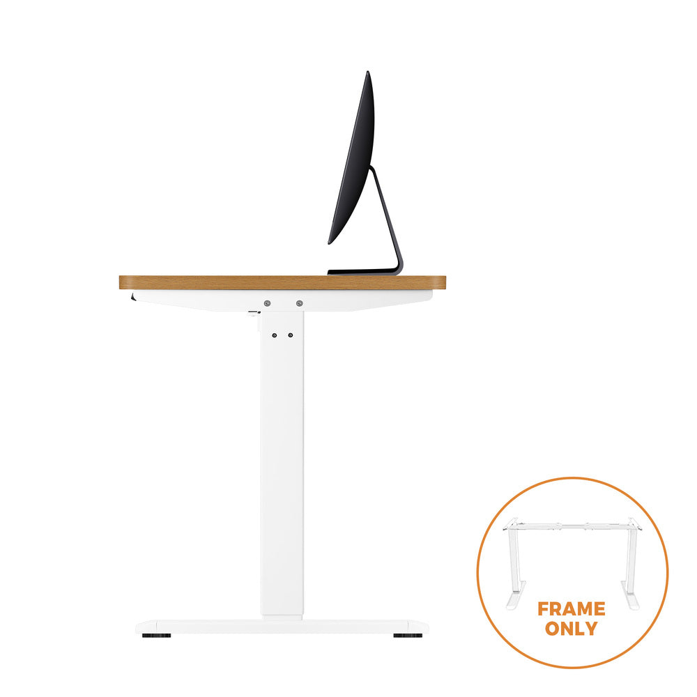 Oikiture Standing Desk Height Adjustbale Sit Stand Desk with Single Motorised Electric Fram for Home Office White Frame Only-Office Desks-PEROZ Accessories