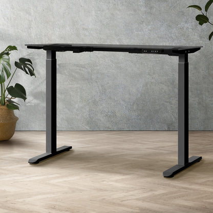 Oikiture Dual Motor Height Adjustable Standing Desk Dual Motors Home Office Sit Stand Desk Electric Motorised Standing Desk Fram Laptop Computer Workstation Black-Office Desks-PEROZ Accessories