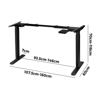 Oikiture Dual Motor Height Adjustable Standing Desk Dual Motors Home Office Sit Stand Desk Electric Motorised Standing Desk Fram Laptop Computer Workstation Black-Office Desks-PEROZ Accessories