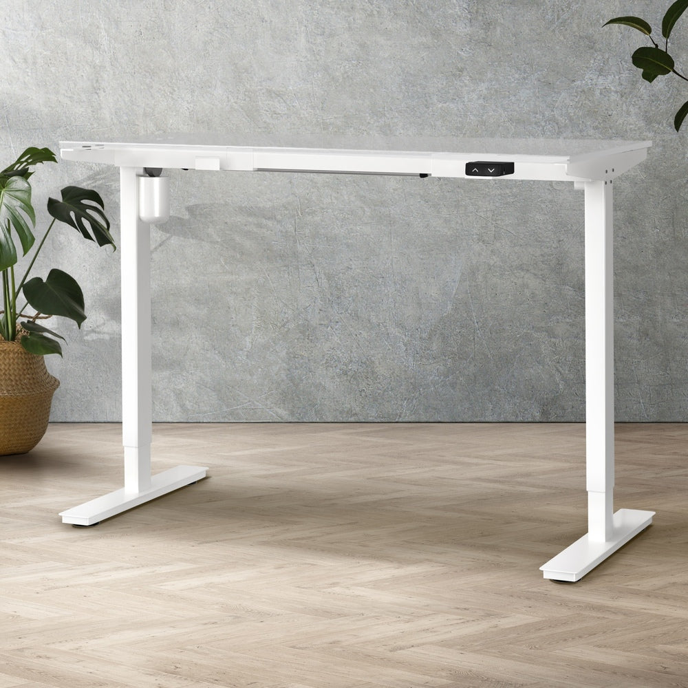 Oikiture Standing Desk Frame Only with Single Motor Electric Sit Stand Desk Adjustable Height Workstation White-Office Desks-PEROZ Accessories