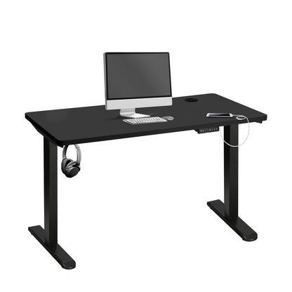 Oikiture Standing Desk Electric Height Adjustable Motorised Sit Stand Desk Rise - Black/Black - 1200mm x 600mm-Office Desks-PEROZ Accessories