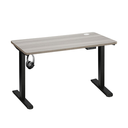 Oikiture 140cm Electric Standing Desk Single Motor Black &amp; Grey-Oak-Standing Desk-PEROZ Accessories
