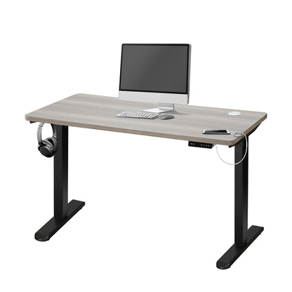 Oikiture 140cm Electric Standing Desk Single Motor Black &amp; Grey-Oak-Standing Desk-PEROZ Accessories