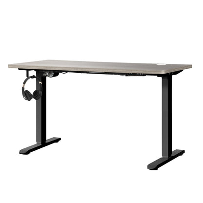 Oikiture 140cm Electric Standing Desk Single Motor Black &amp; Grey-Oak-Standing Desk-PEROZ Accessories