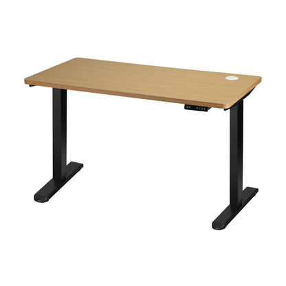 Oikiture Standing Desk Electric Height Adjustable Motorised Sit Stand Desk Rise - Black/Oak - 1500mm x 750mm-Standing Desks-PEROZ Accessories