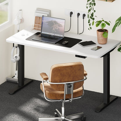 Oikiture Standing Desk Wireless Charging Single Motor 140CM Black &amp; White-Standing Desk-PEROZ Accessories