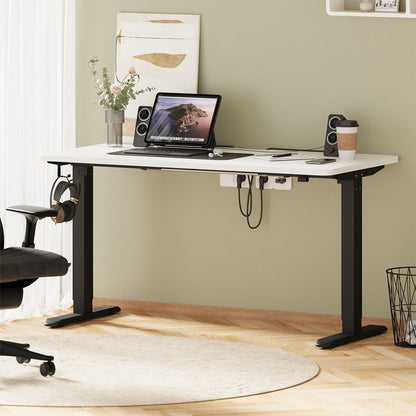Oikiture Standing Desk Wireless Charging Single Motor 140CM Black &amp; White-Standing Desk-PEROZ Accessories