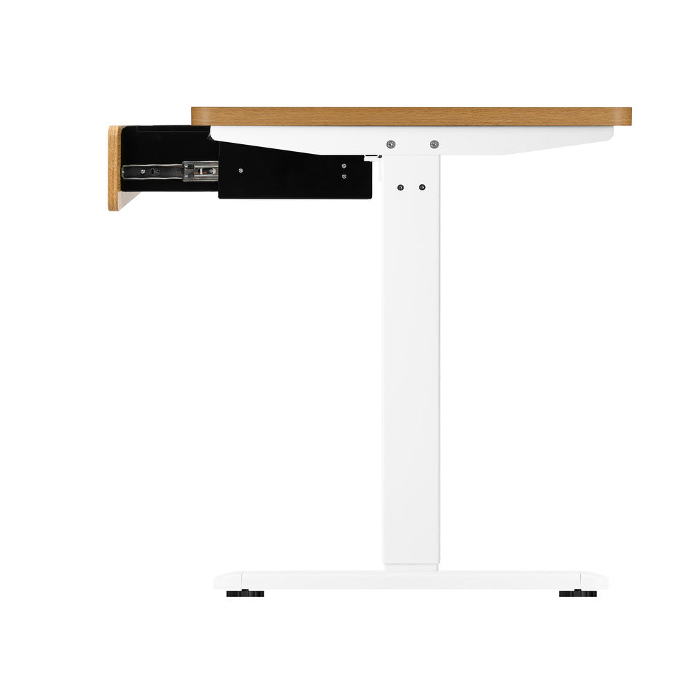 Oikiture 160cm Electric Standing Desk w/ Drawer Adjustable Oak White-Standing Desk-PEROZ Accessories