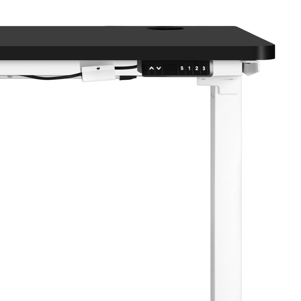 Oikiture Standing Desk Electric Height Adjustable Motorised Sit Stand Desk Rise - White/Black - 1200mm x 600mm-Standing Desks-PEROZ Accessories