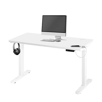 Oikiture Standing Desk Electric Height Adjustable Motorised Sit Stand Desk Rise - White/White - 1200mm x 600mm-Standing Desks-PEROZ Accessories