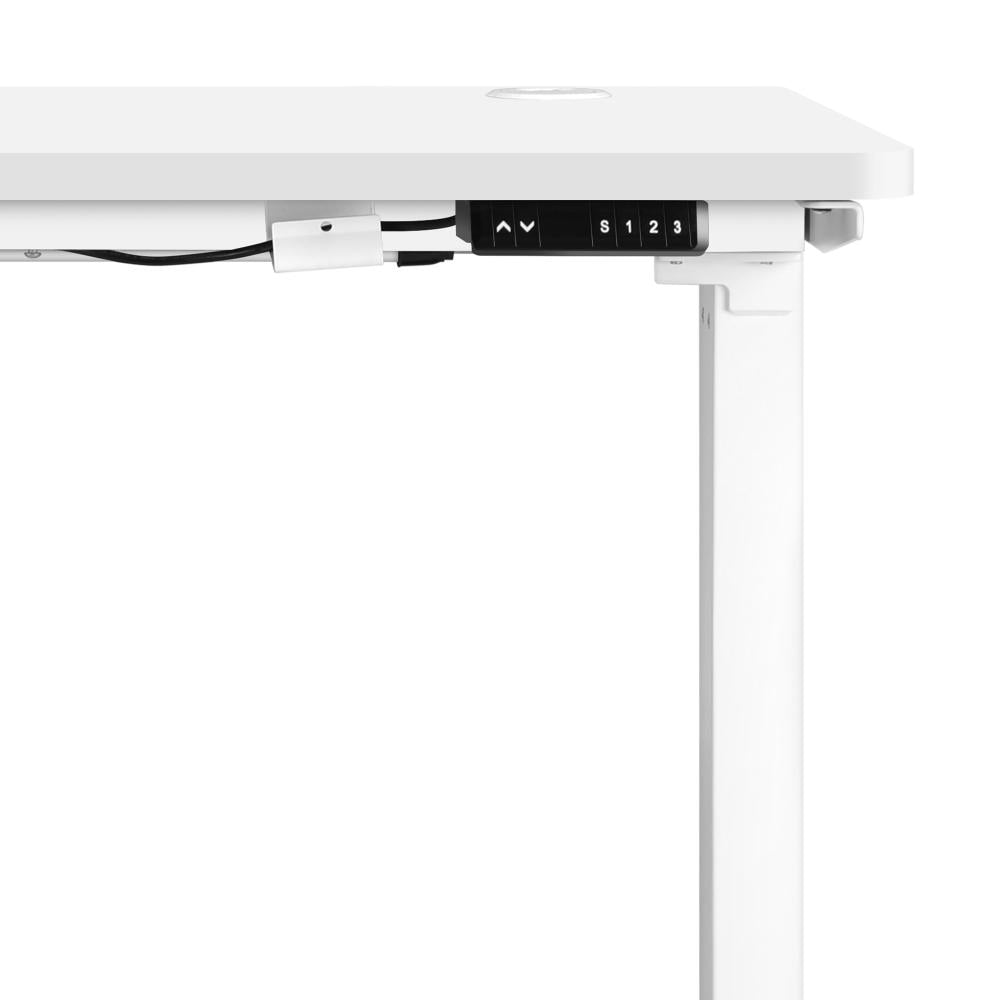 Oikiture Standing Desk Electric Height Adjustable Motorised Sit Stand Desk Rise - White/White - 1200mm x 600mm-Standing Desks-PEROZ Accessories