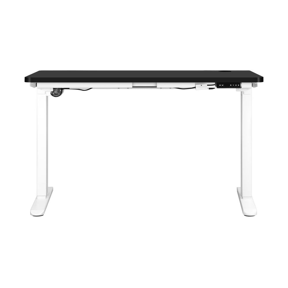 Oikiture Standing Desk Electric Height Adjustable Motorised Sit Stand Desk Rise - White/Black - 1400mm x 700mm-Standing Desks-PEROZ Accessories