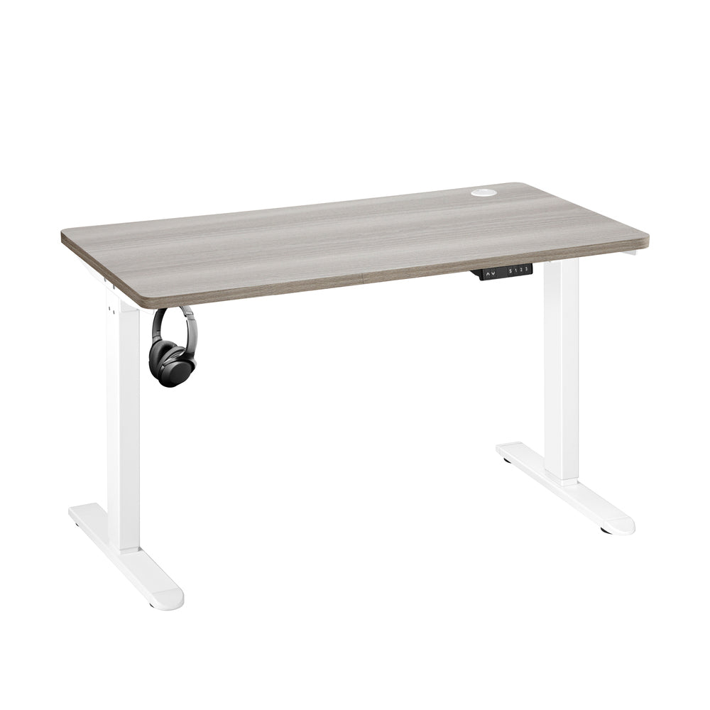 Oikiture 140cm Electric Standing Desk Single Motor White &amp; Grey-Oak-Standing Desk-PEROZ Accessories