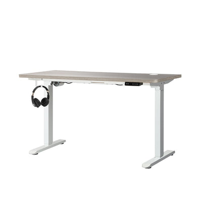 Oikiture 140cm Electric Standing Desk Single Motor White &amp; Grey-Oak-Standing Desk-PEROZ Accessories