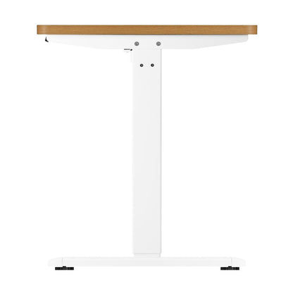 Oikiture Standing Desk Electric Height Adjustable Motorised Sit Stand Desk Rise - White/Oak - 1400mm x 700mm-Standing Desks-PEROZ Accessories