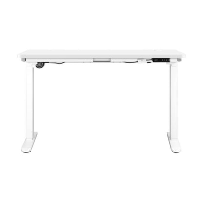 Oikiture Standing Desk Electric Height Adjustable Motorised Sit Stand Desk Rise - White/White - 1400mm x 700mm-Standing Desks-PEROZ Accessories