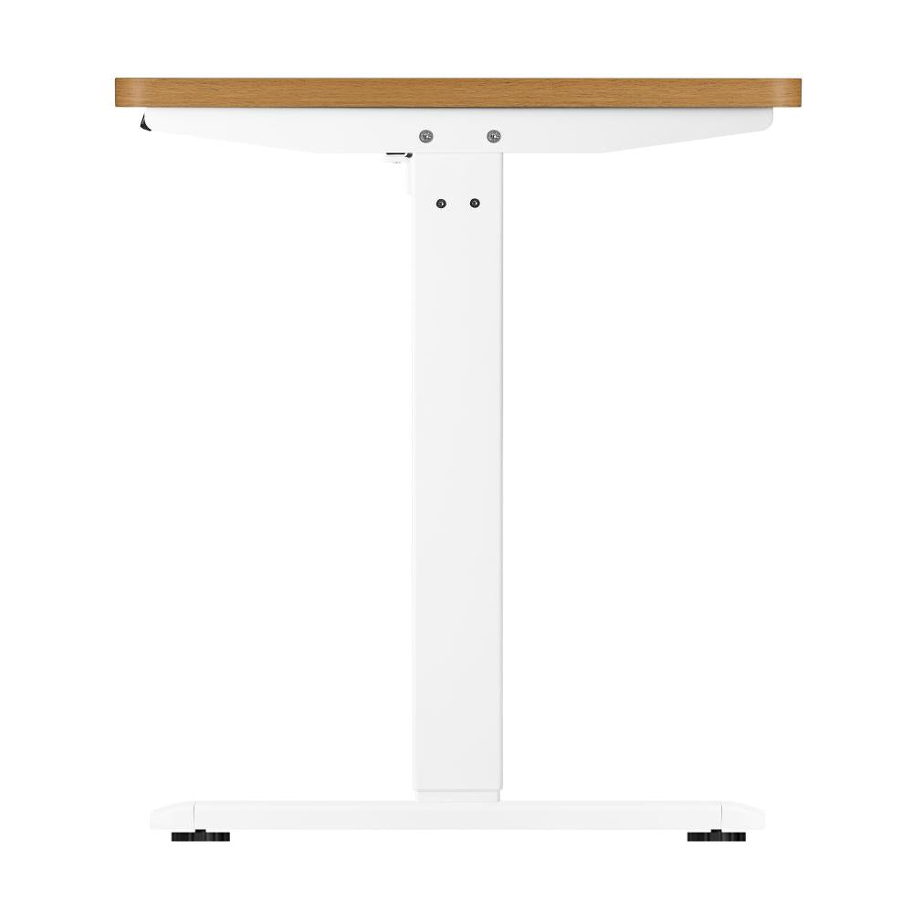 Oikiture Standing Desk Electric Height Adjustable Motorised Sit Stand Desk Rise - White/Oak - 1500mm x 750mm-Standing Desks-PEROZ Accessories