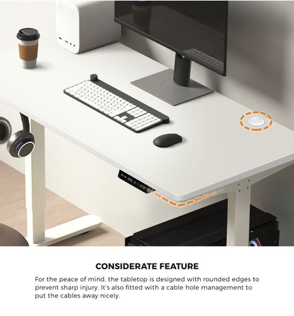 Oikiture Standing Desk Adjustable Motorised 150 White-Standing Desks-PEROZ Accessories